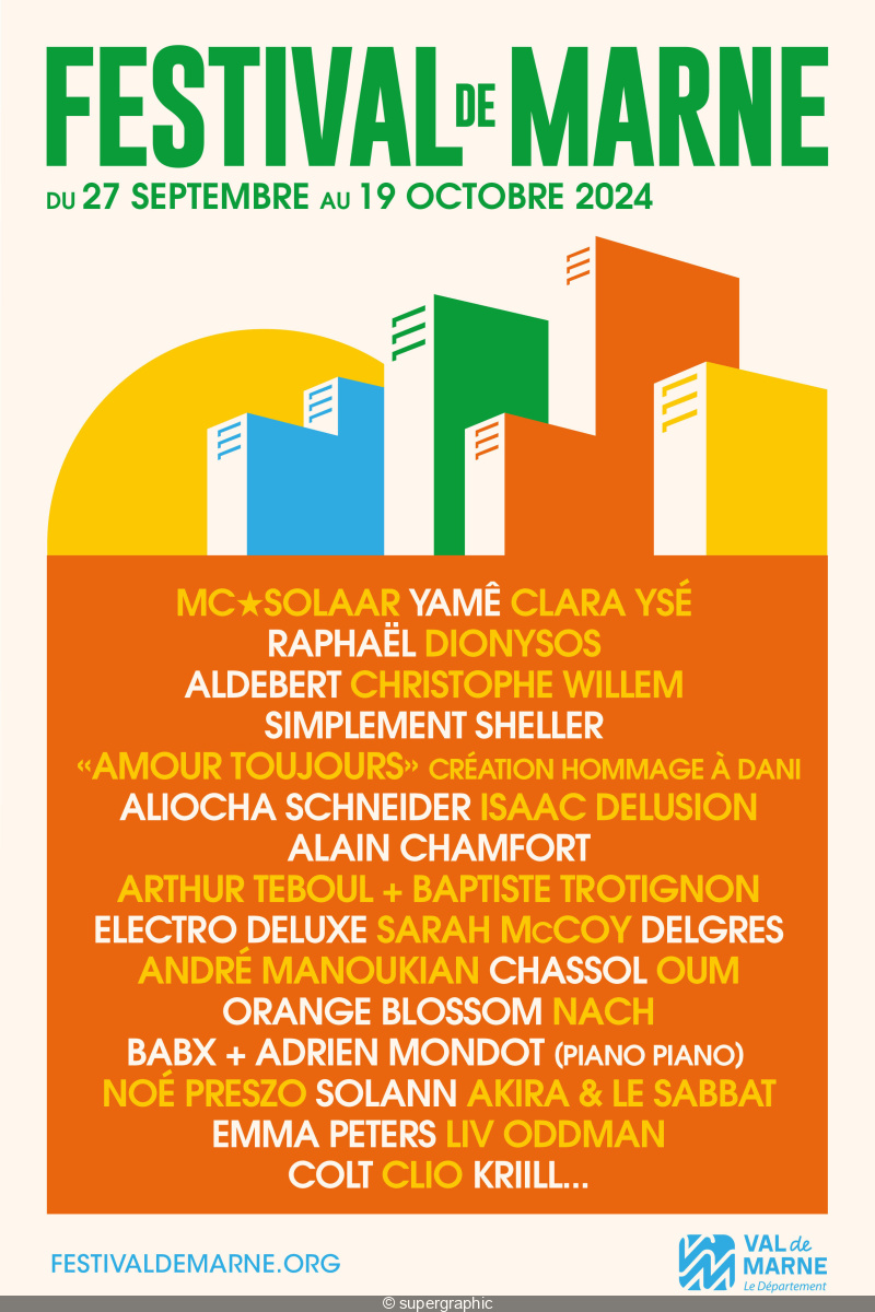 Affiche du Festival de Marne avec la liste des artistes